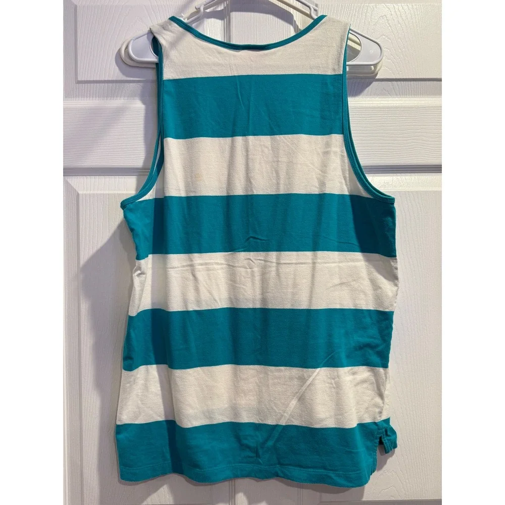 Vintage Red Tag Nike Tank Top Teal White Stripe Logo‎ Sleeveless Mens Size L